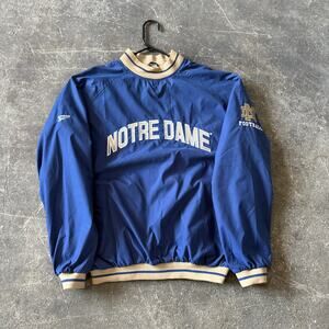 Vintage Notre Dame Fighting Irish Pullover Windbreaker Mens L Blue Football 90s